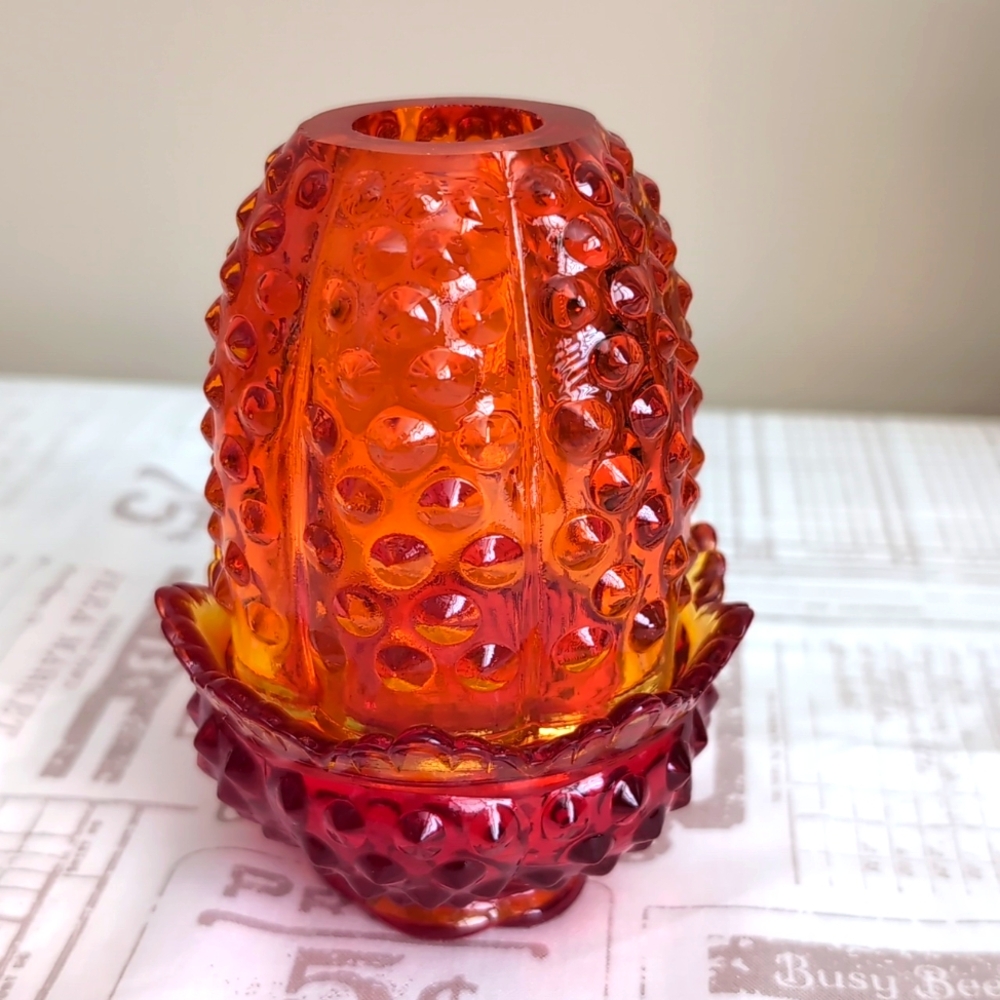 Beautiful Amberina Orange Fenton Fairy Light